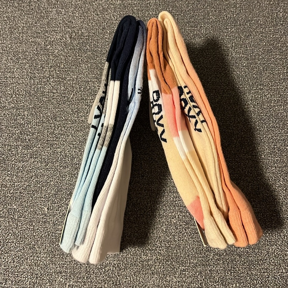 🆕 4pairs Roxy Crew Socks (2-2packs)- White/Coral and White/Blue. Size US 5-10 - Picture 3 of 6